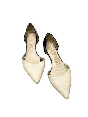 Sam & Libby Nude Black Pebble Faux-Leather Slip-On Flats Pointed Toe Sz US 6.5